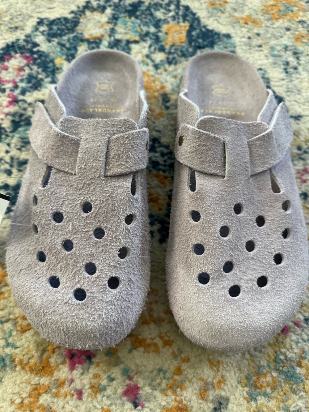 🆕 Brandblack Women's Light Lavender Leather Perforated Mules